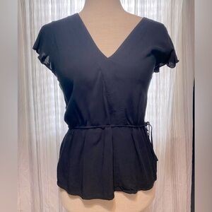 J. Crew black top size 2, waist tie and flowy details, soft